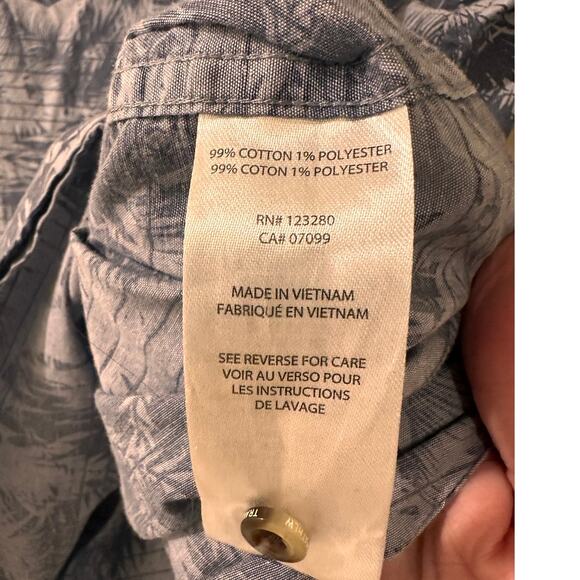 Travis Mathew Button Up Hawaiian Floral Tropical Button Front Shirt Blue, XL - Picture 4 of 9